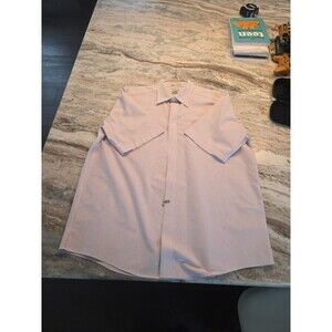 #182 L.L. LL Bean Men's 17.5 XL wrinkle resistant button up shirt whi/salmon str